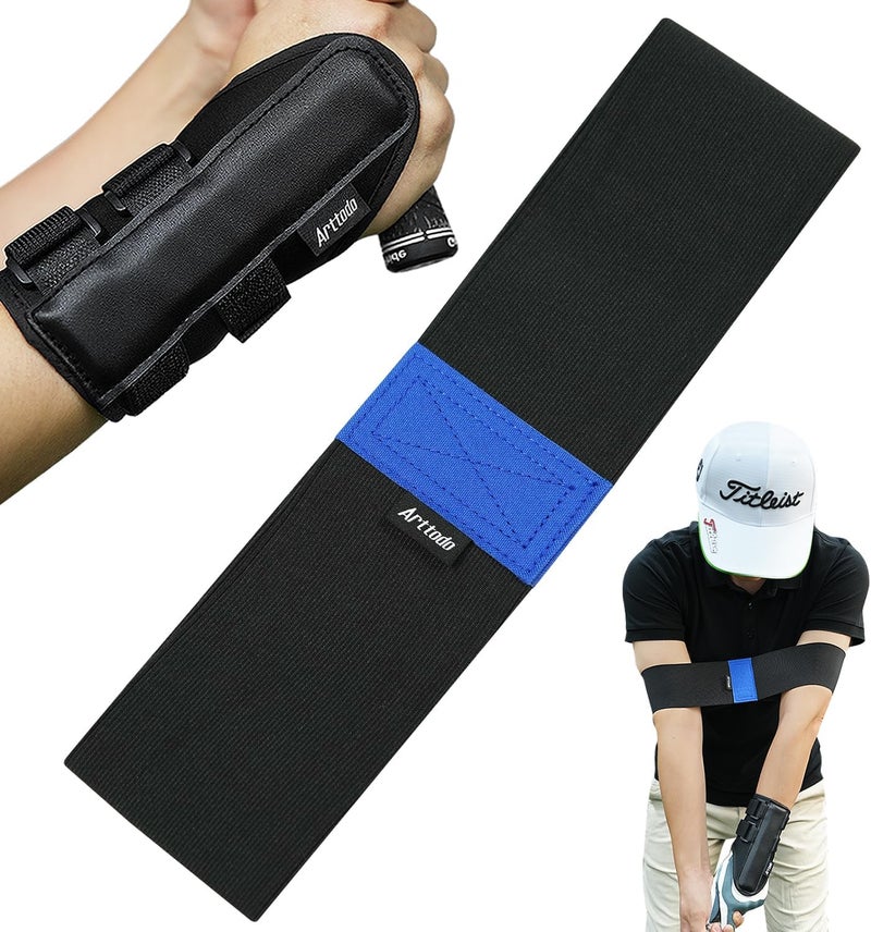 Arttodo Golf Training Kit with Arm Band & Wrist Strap, Golf Swing Training Aid to Correct Wrist Angle and Develop Muscle Memory for Beginner Golfers - Image 1